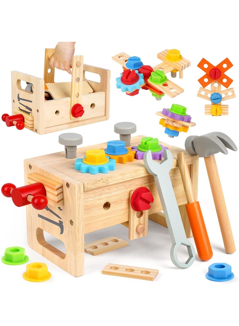 Capstro Wooden Tool Box Construction Play Set for Kids – Pretend Repair & Building with Hammer, Nuts & Bolts | Montessori Hands-On Creative Play, Problem-Solving Skills & Screen-Free Activity Ages - Image 1